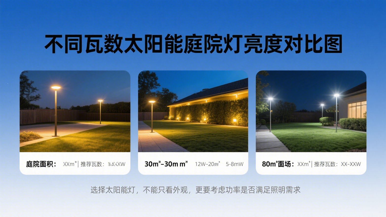 不同瓦數(shù)太陽(yáng)能亮度對(duì)比圖