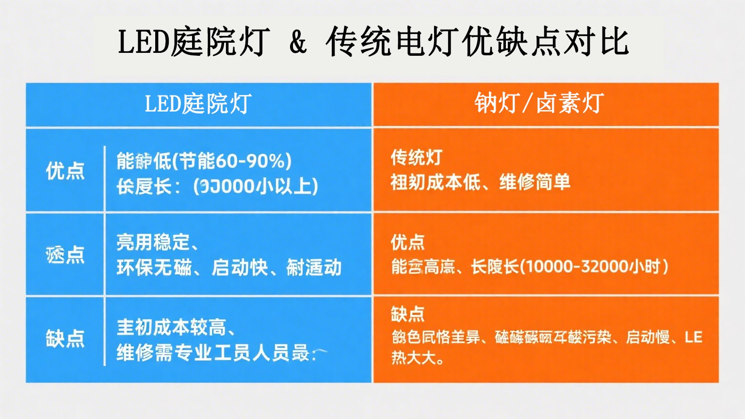 LED庭院燈與傳統(tǒng)燈的優(yōu)缺點