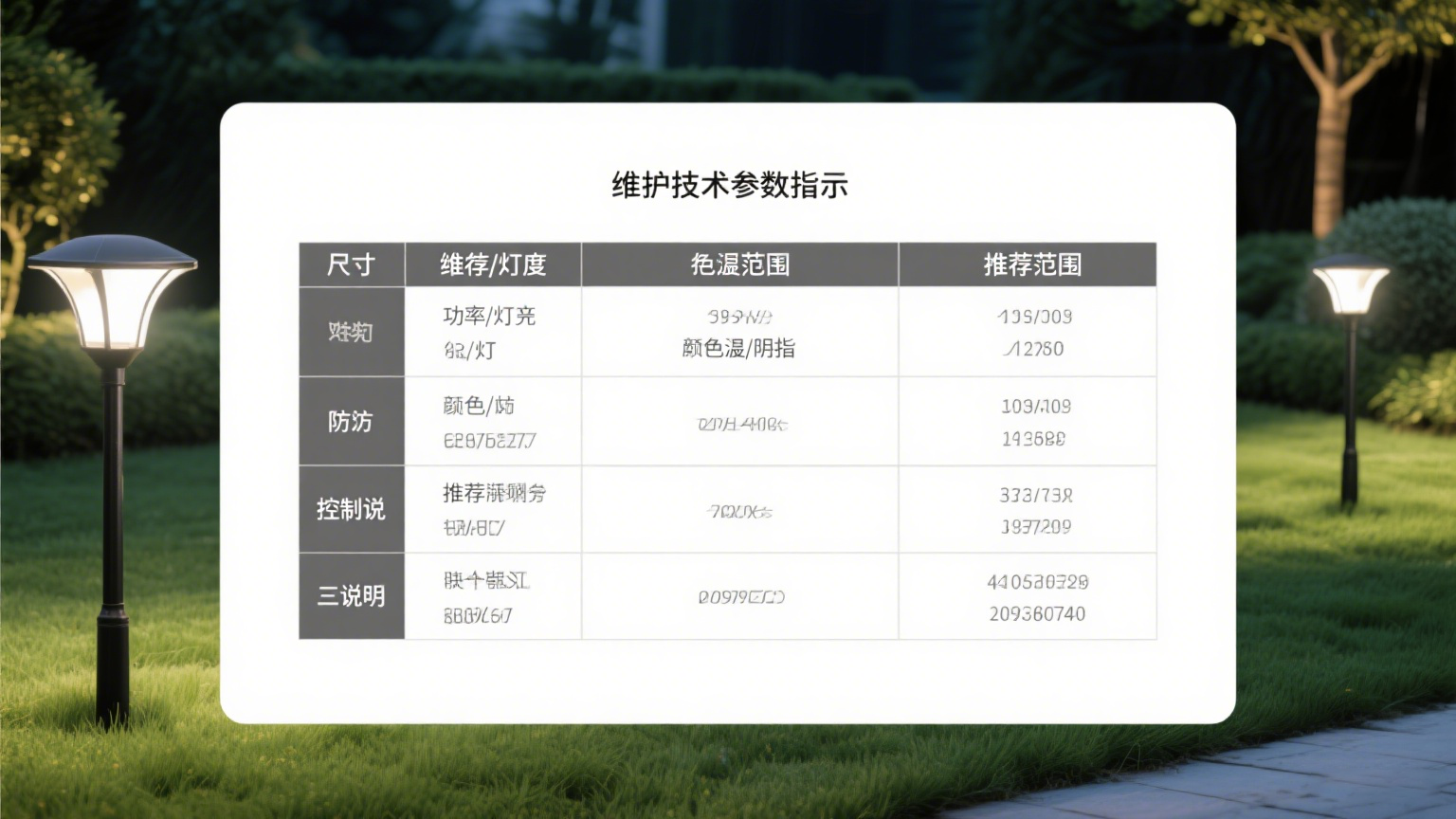 草坪燈的安裝與維護技巧 參數(shù)示意